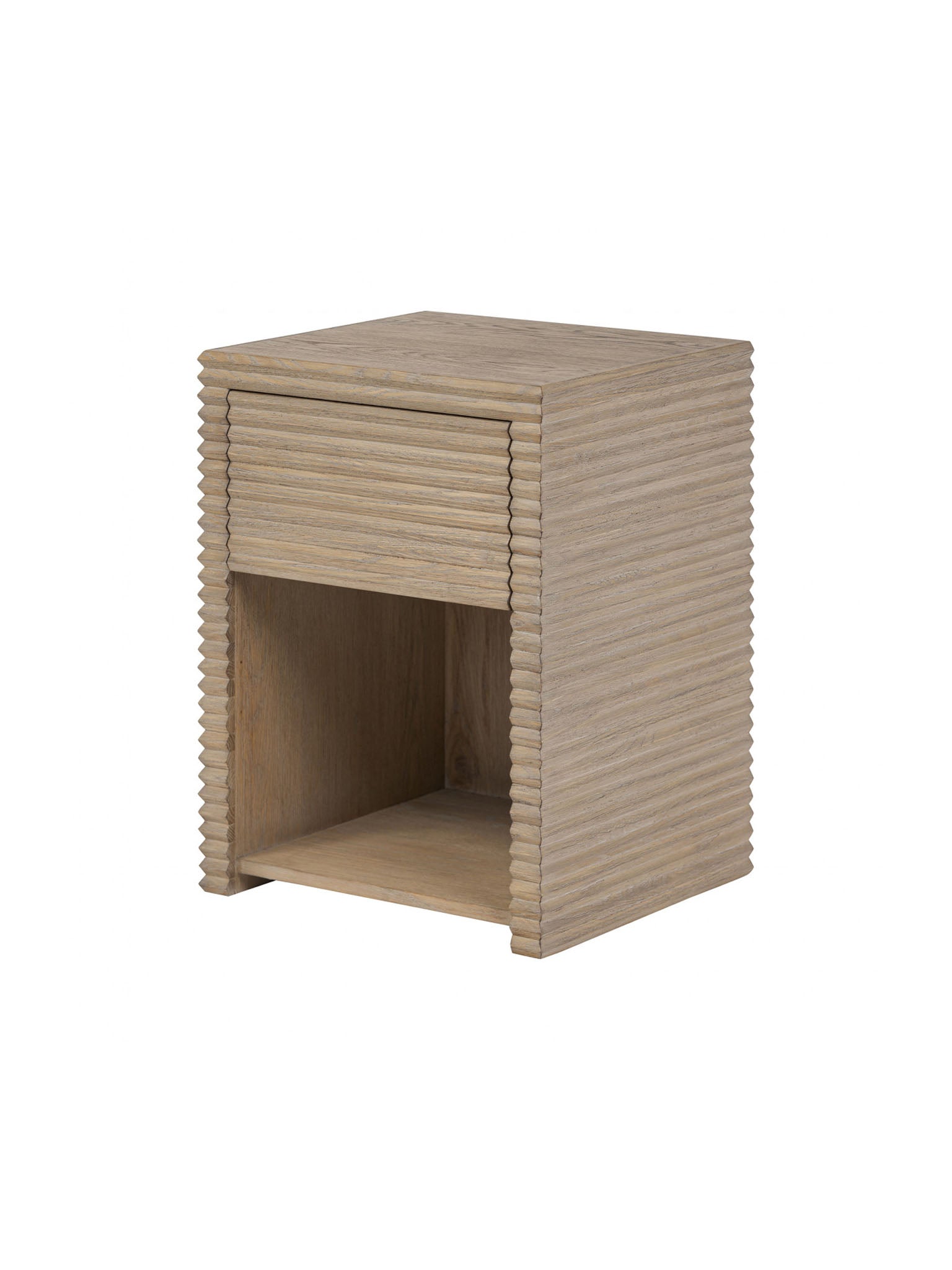 Willow Ribbed Oak Bedside Table 1 Drawer