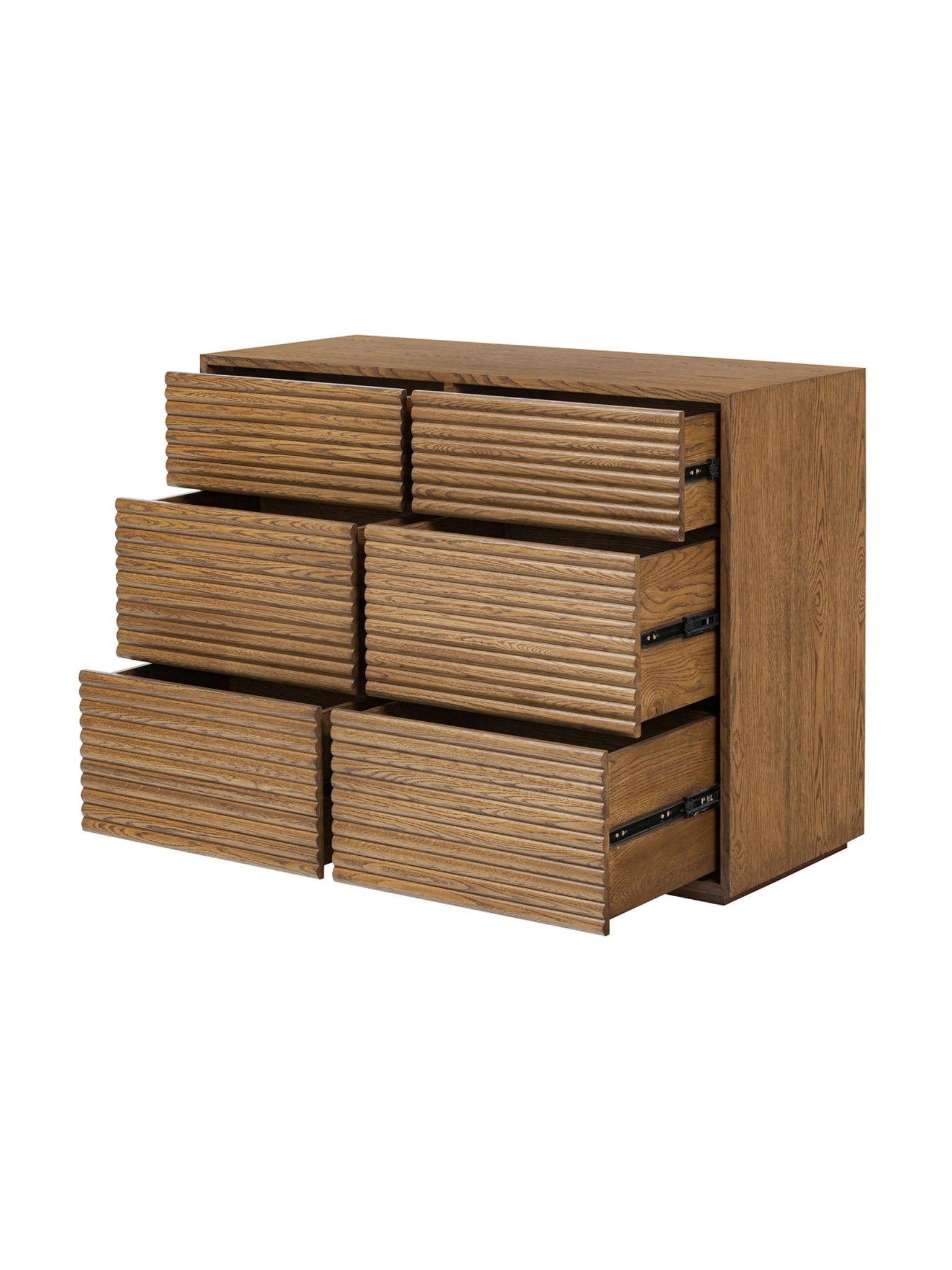 Charleston Ribbed Walnut Chest of Drawers I 6 Drawer