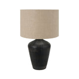Amed Antique Black Textured Wood Table Lamp