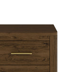 Brown Oak Two Drawer Bedside Table with Brass style Handles