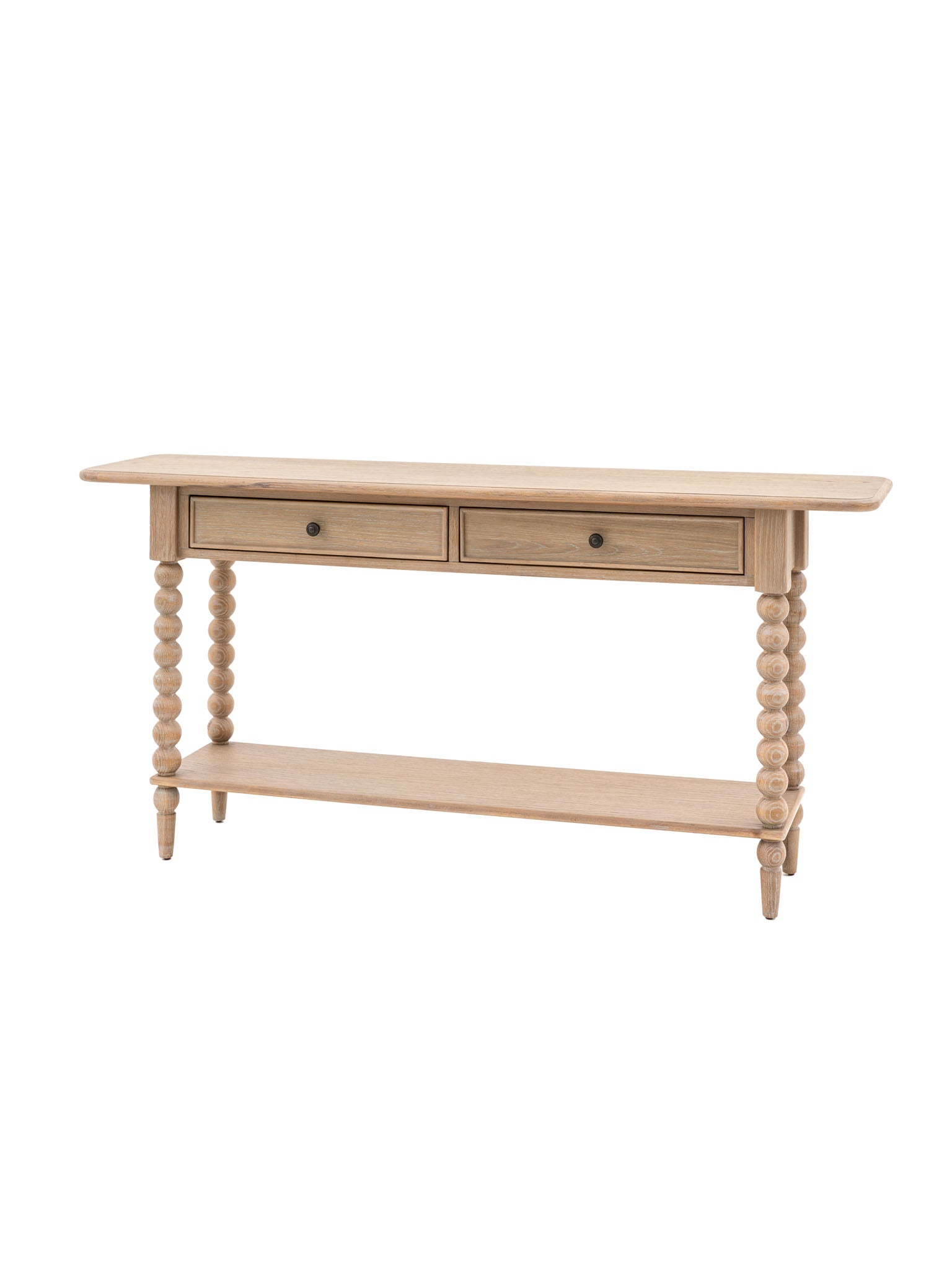 2 drawer console table with bobble style legs