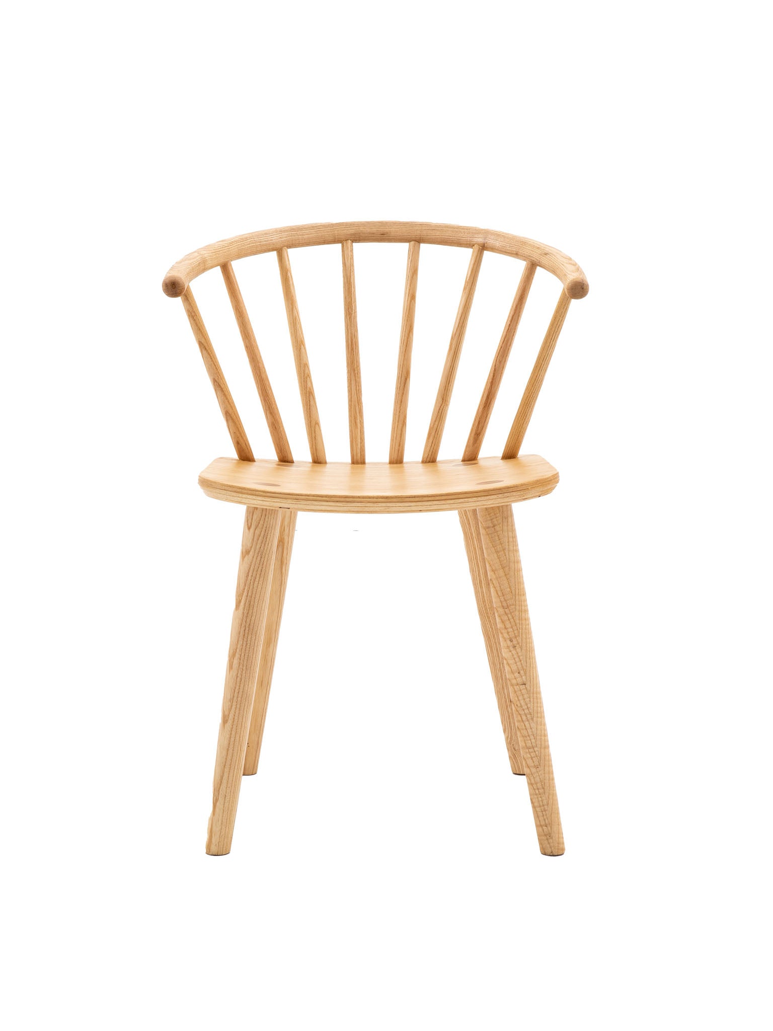 Wooden Dining chair with spindle back and curved seat