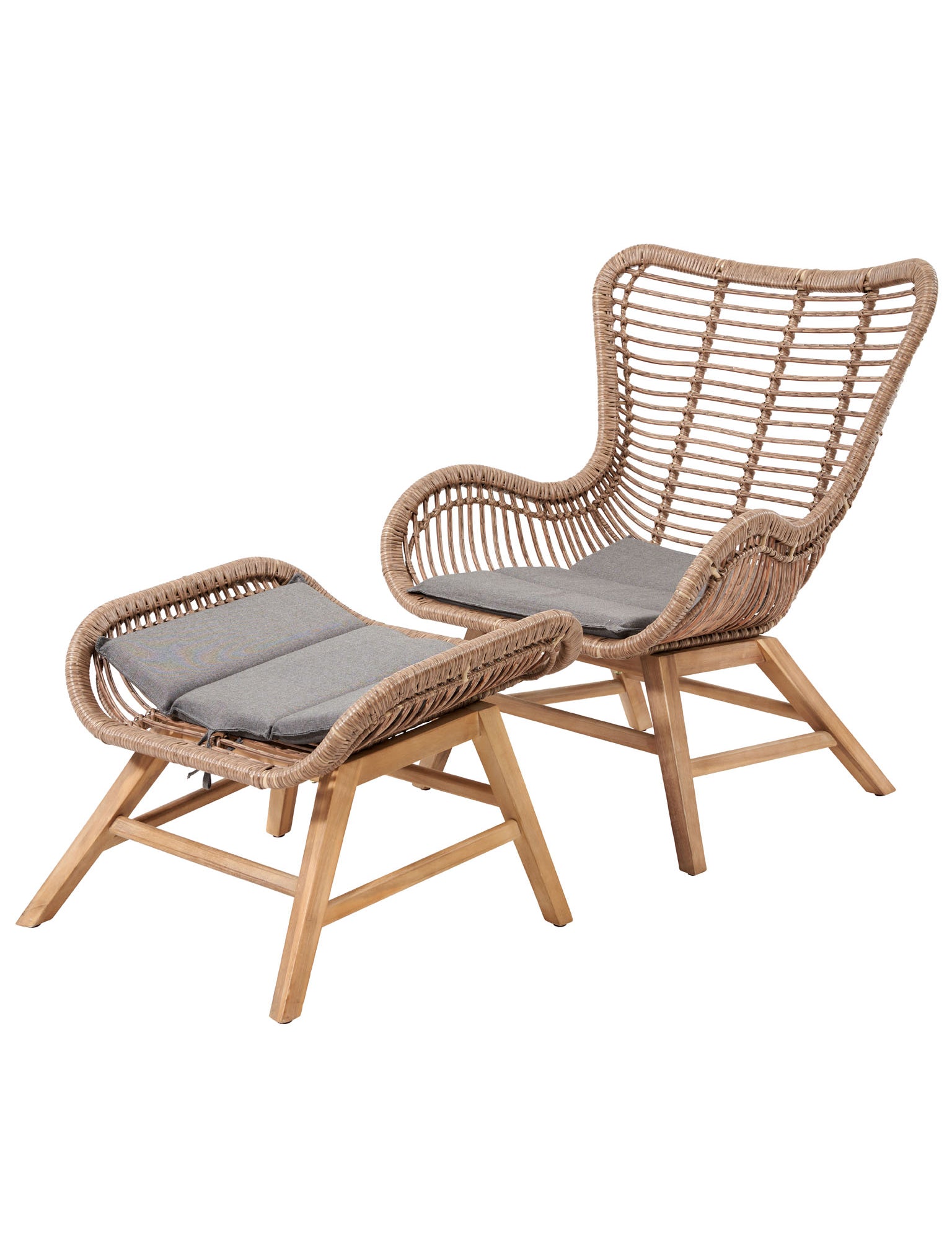 Acacia Wood Chair and Hocket Set - the perfect addition to your outdoor space. 