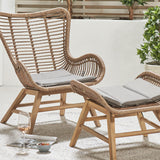Acacia Wood Chair and Hocket Set - the perfect addition to your outdoor space. 