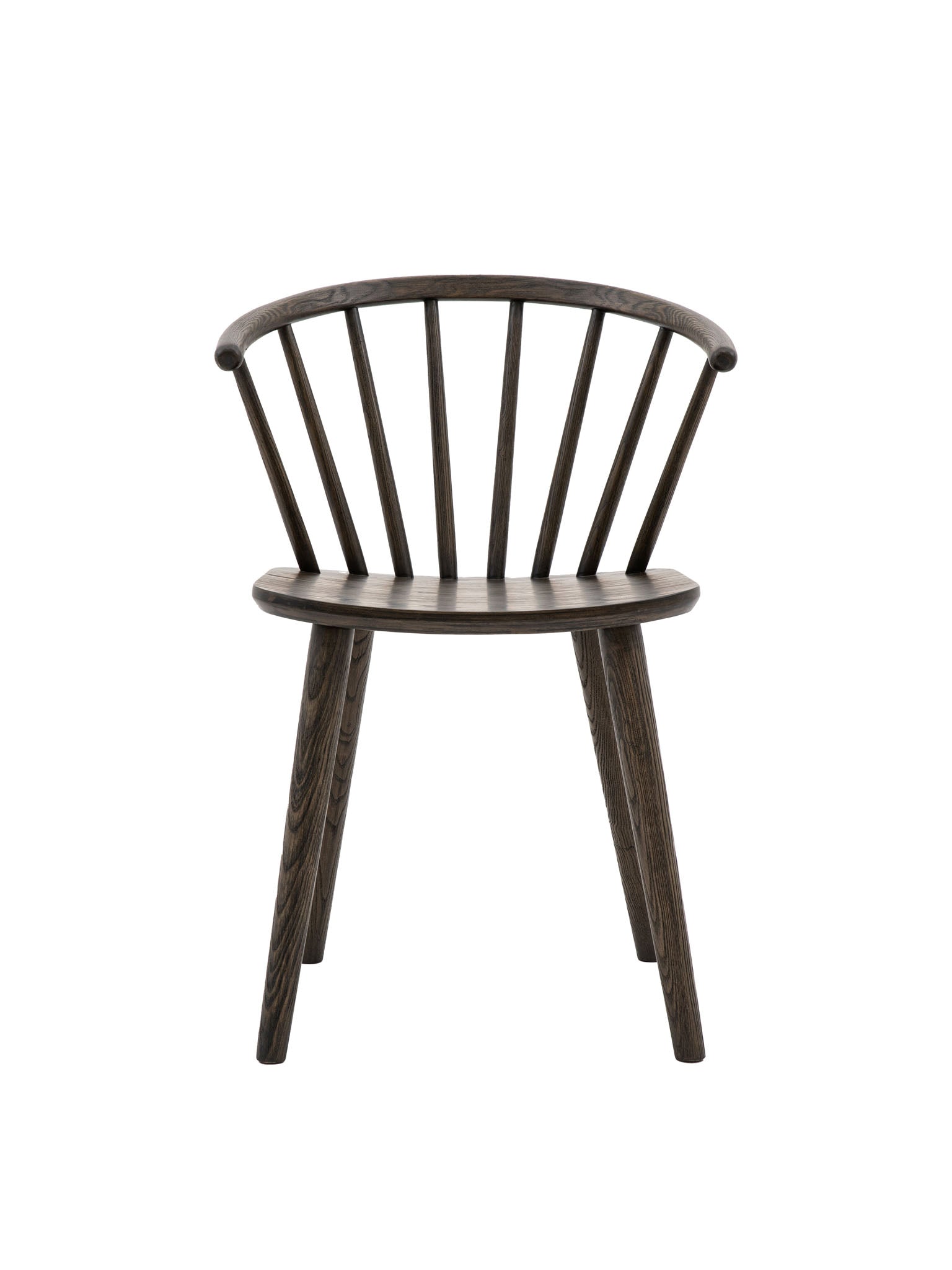 Wooden Dining chair with spindle back and curved seat