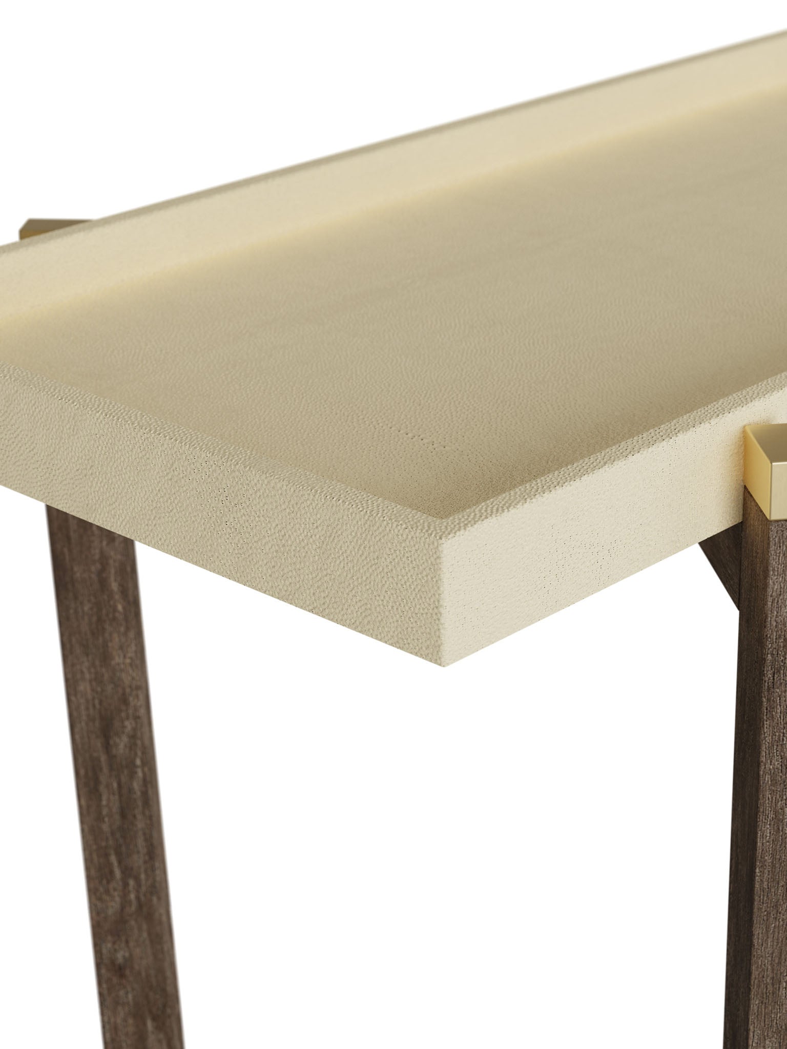 Cream Console table with Faux Shagreen Top