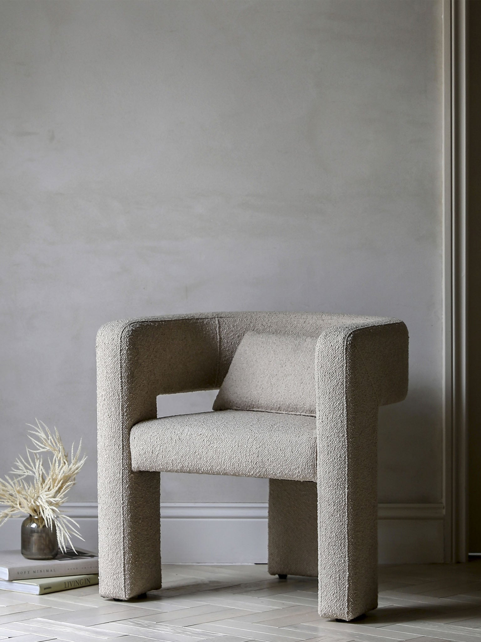 Cream fabric armchair