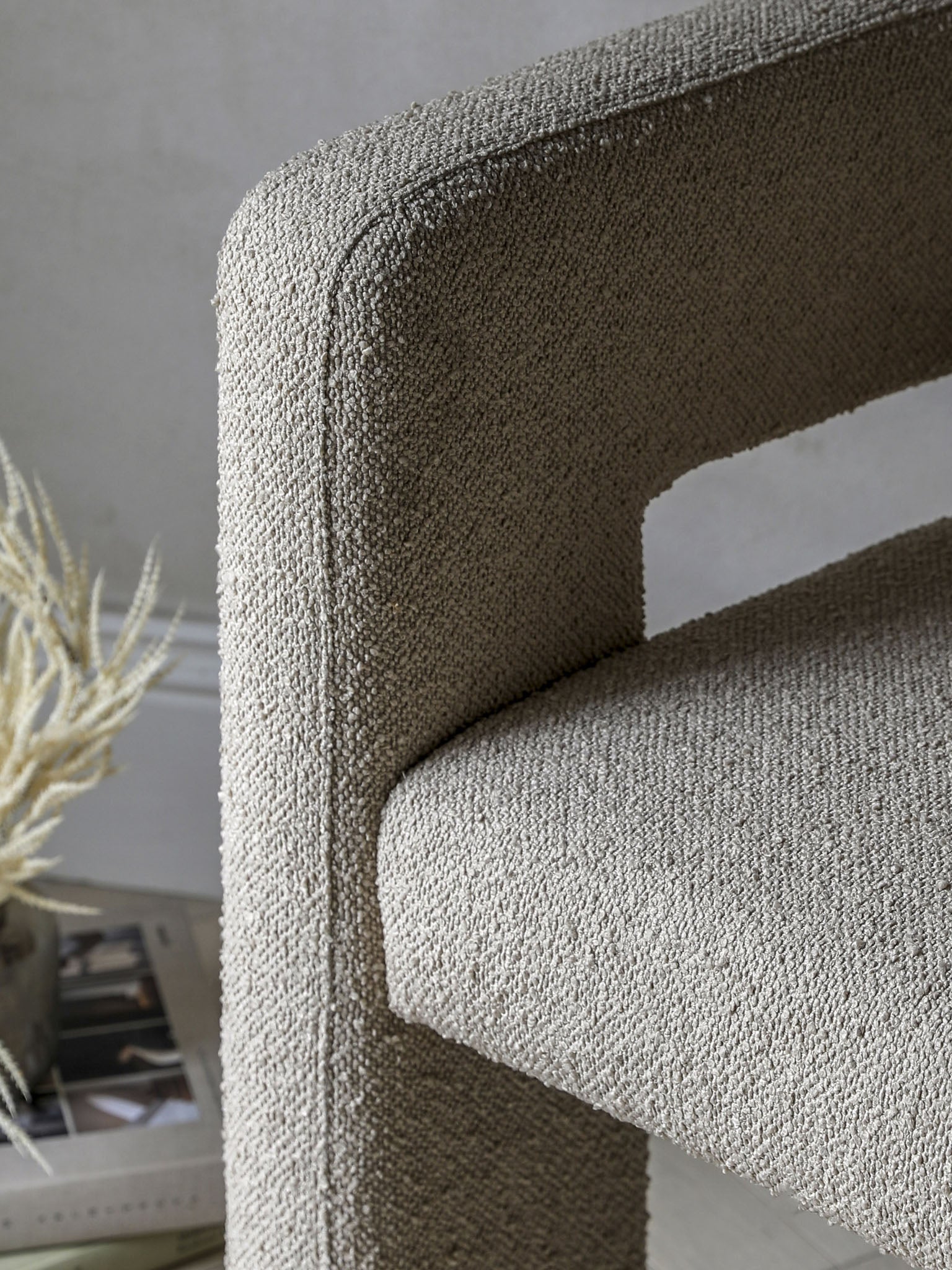 Cream fabric armchair