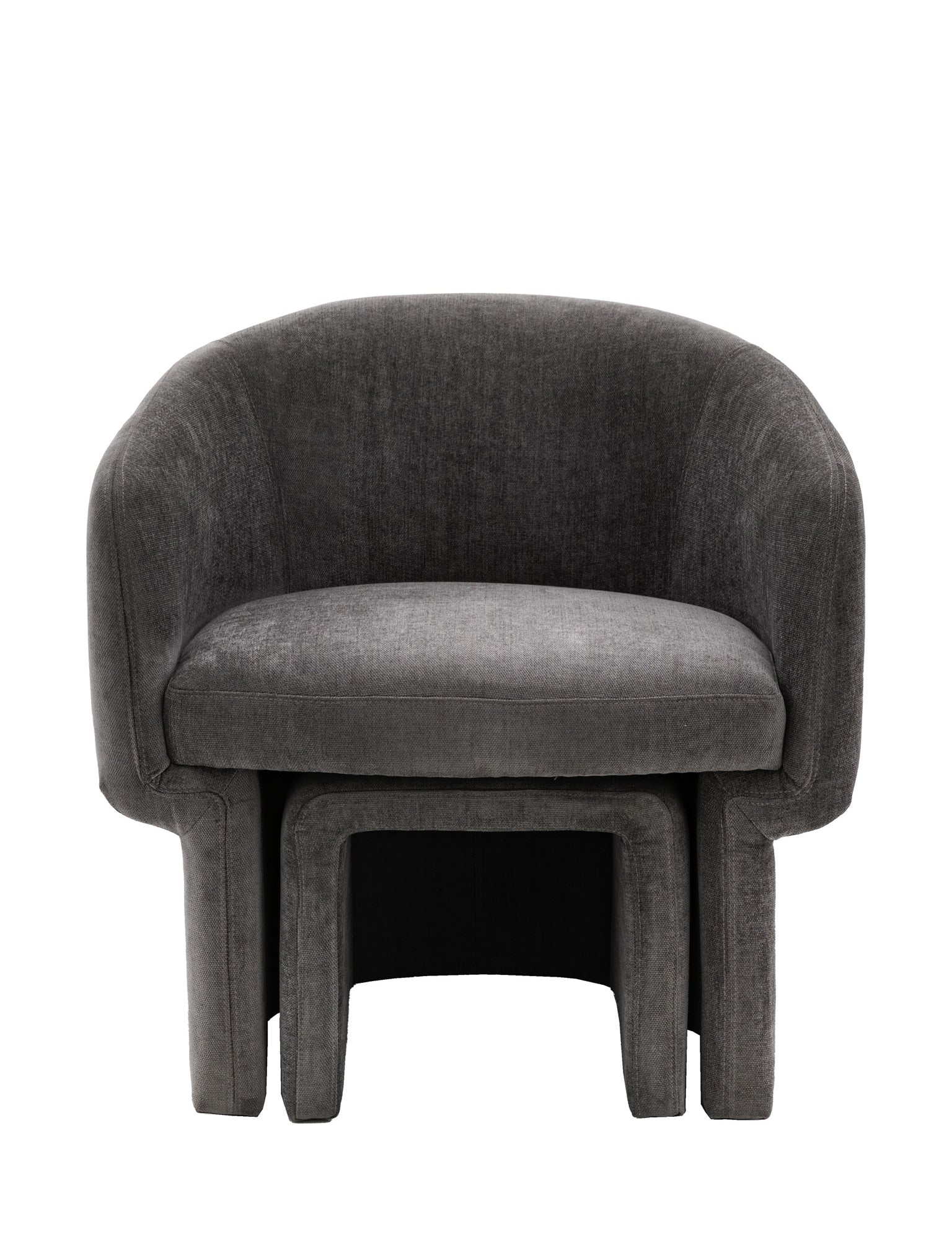 Aslan Armchair in anthracite, retro design, smooth curved back, vintage influence,