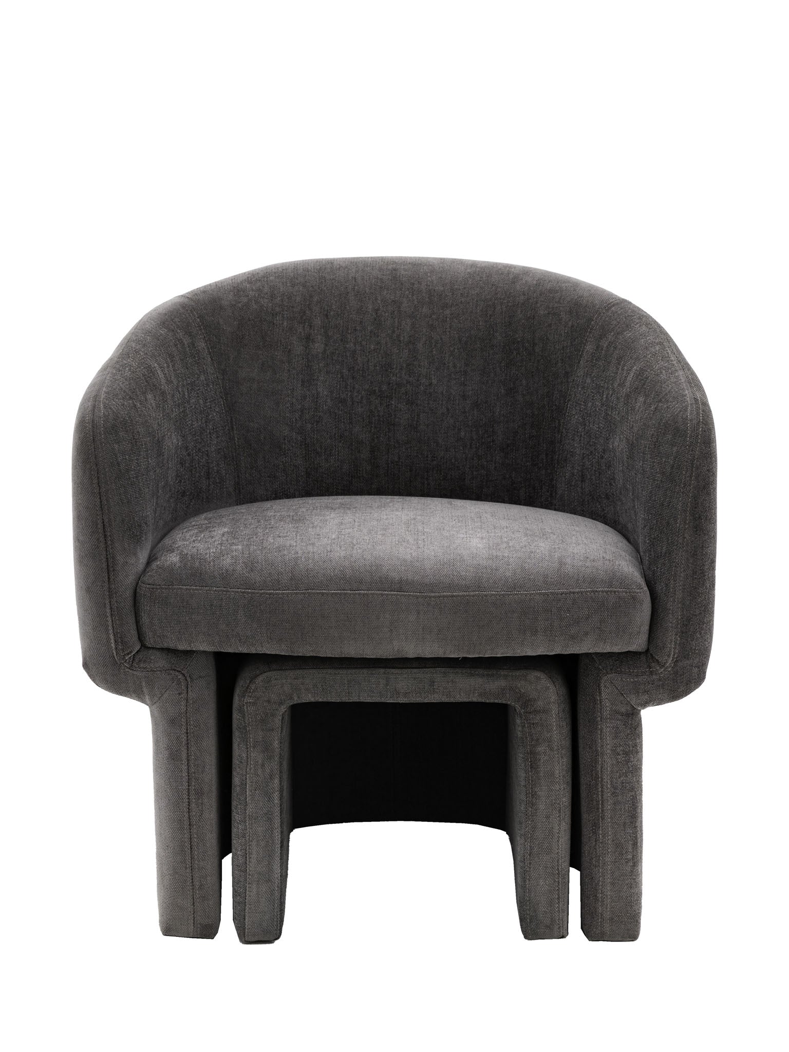 Aslan Armchair in anthracite, retro design, smooth curved back, vintage influence,