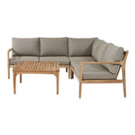 ardinia Corner Set will give your garden a contemporary update with its natural finish acacia wood frame and complemented with soft grey cushions.
