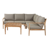 ardinia Corner Set will give your garden a contemporary update with its natural finish acacia wood frame and complemented with soft grey cushions.
