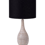 Ivana Grey Engraved Wood Bottle Table Lamp