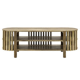 Media Unit with slatted design made from Acacia Wood