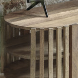 Media Unit with slatted design made from Acacia Wood