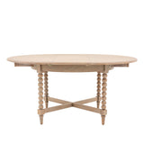 Round extendable dining table with bobbin detail
