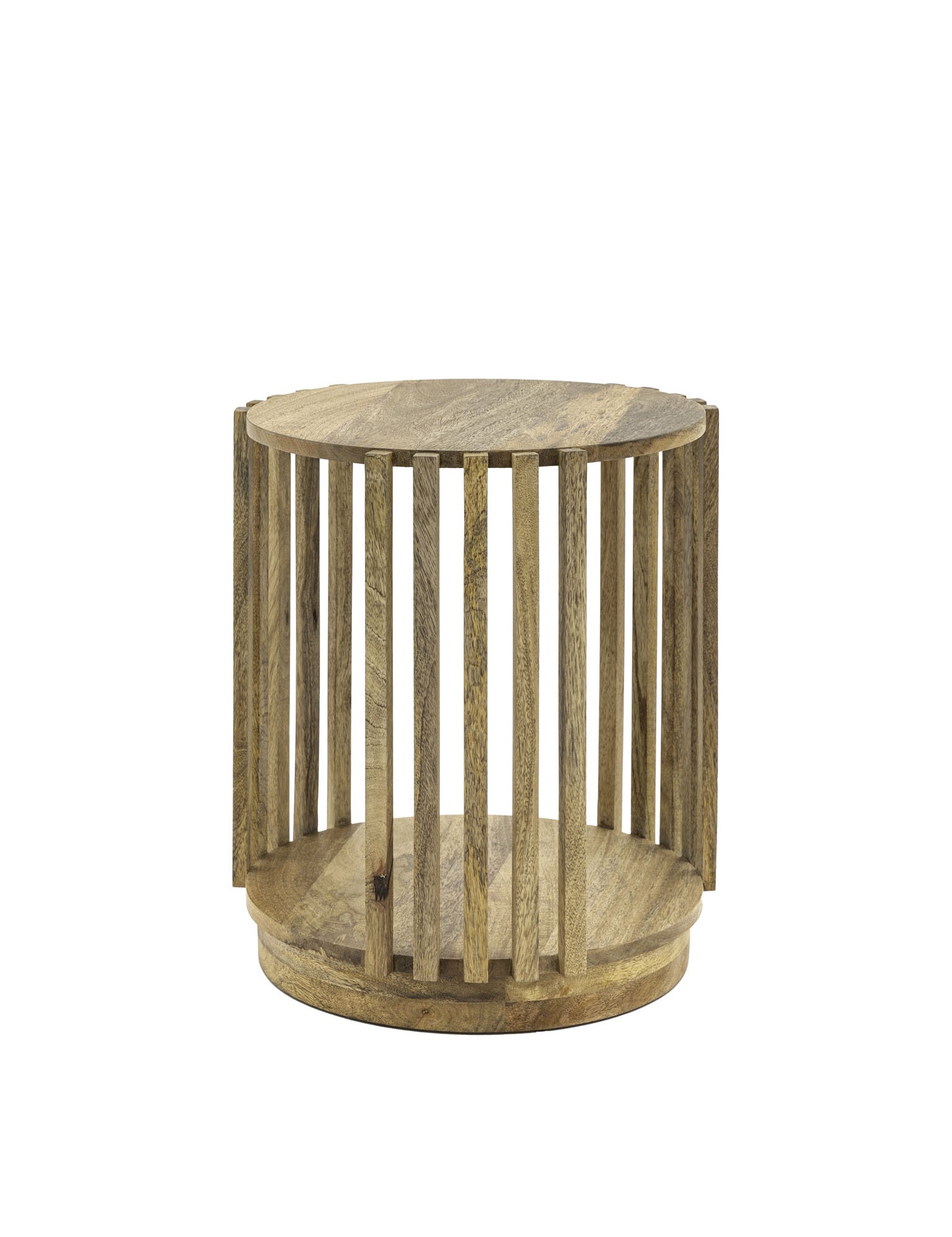 Acacia Wood Slatted Side Table