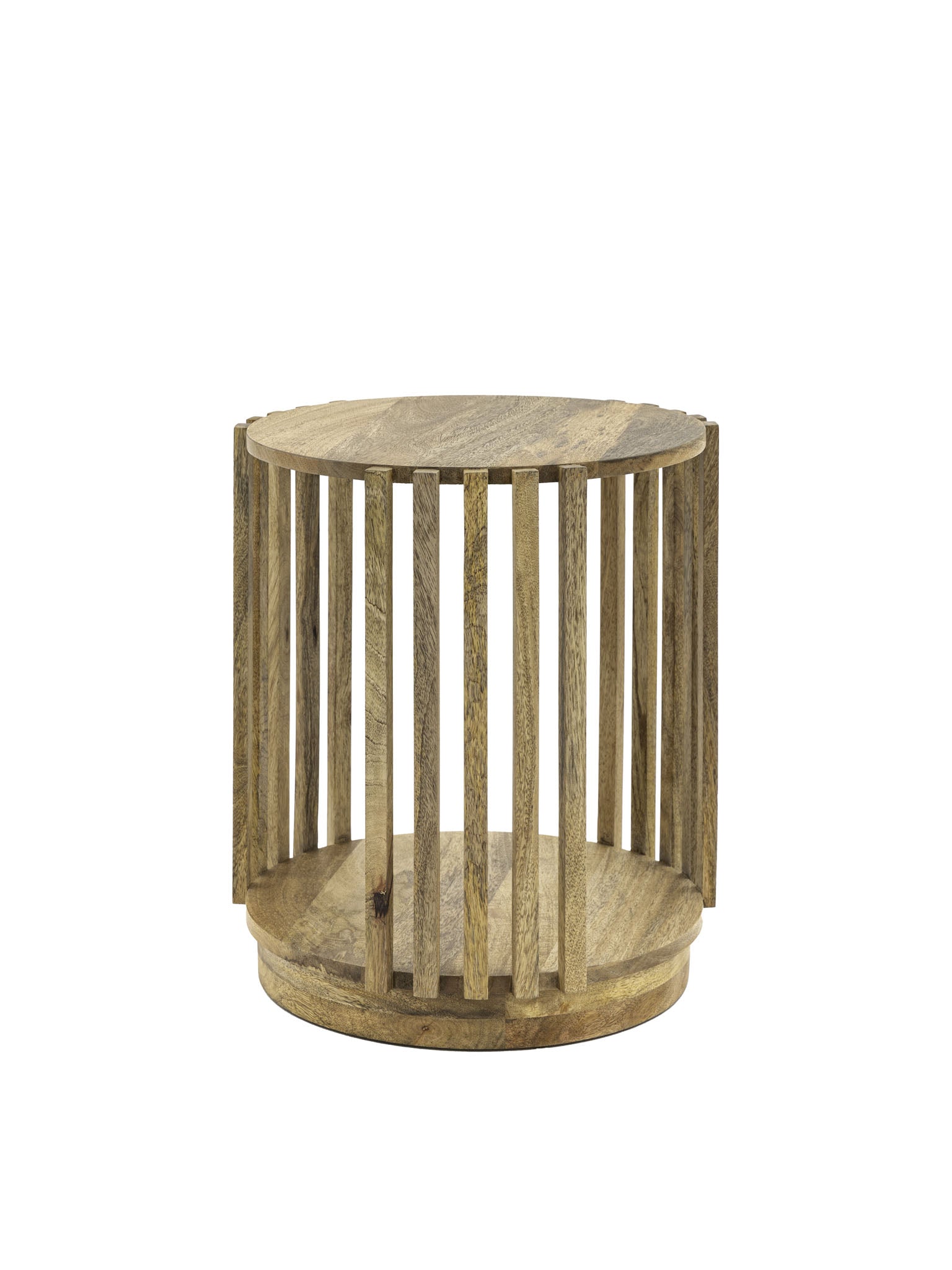 Acacia Wood Slatted Side Table