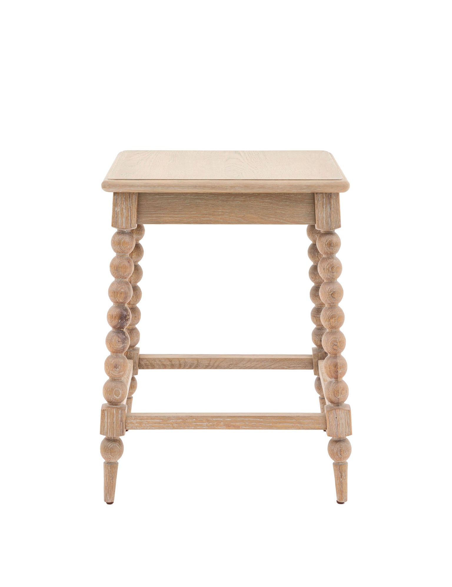 Oak and lime wash bobble leg side table