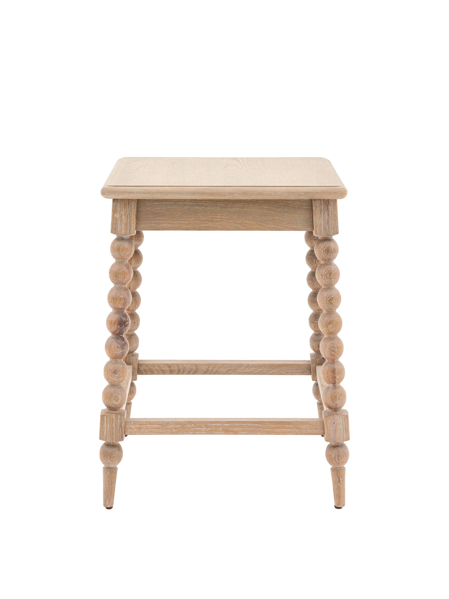 Oak and lime wash bobble leg side table