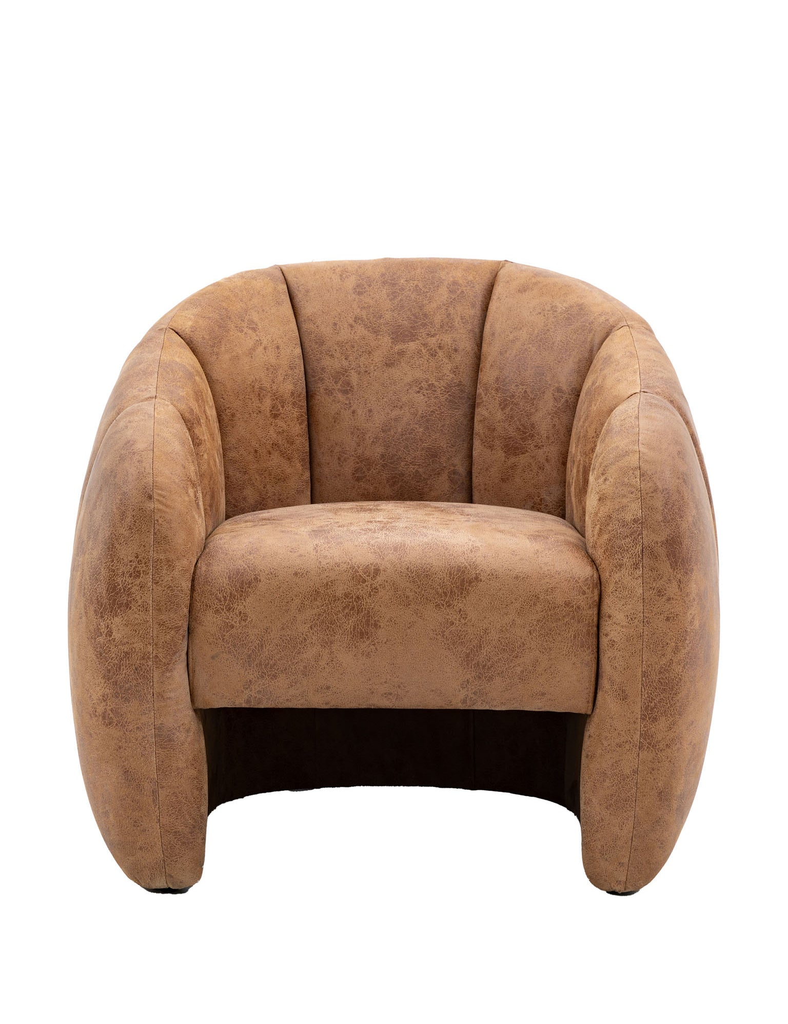 Tub Chair in Antique Tan with Curved Sides