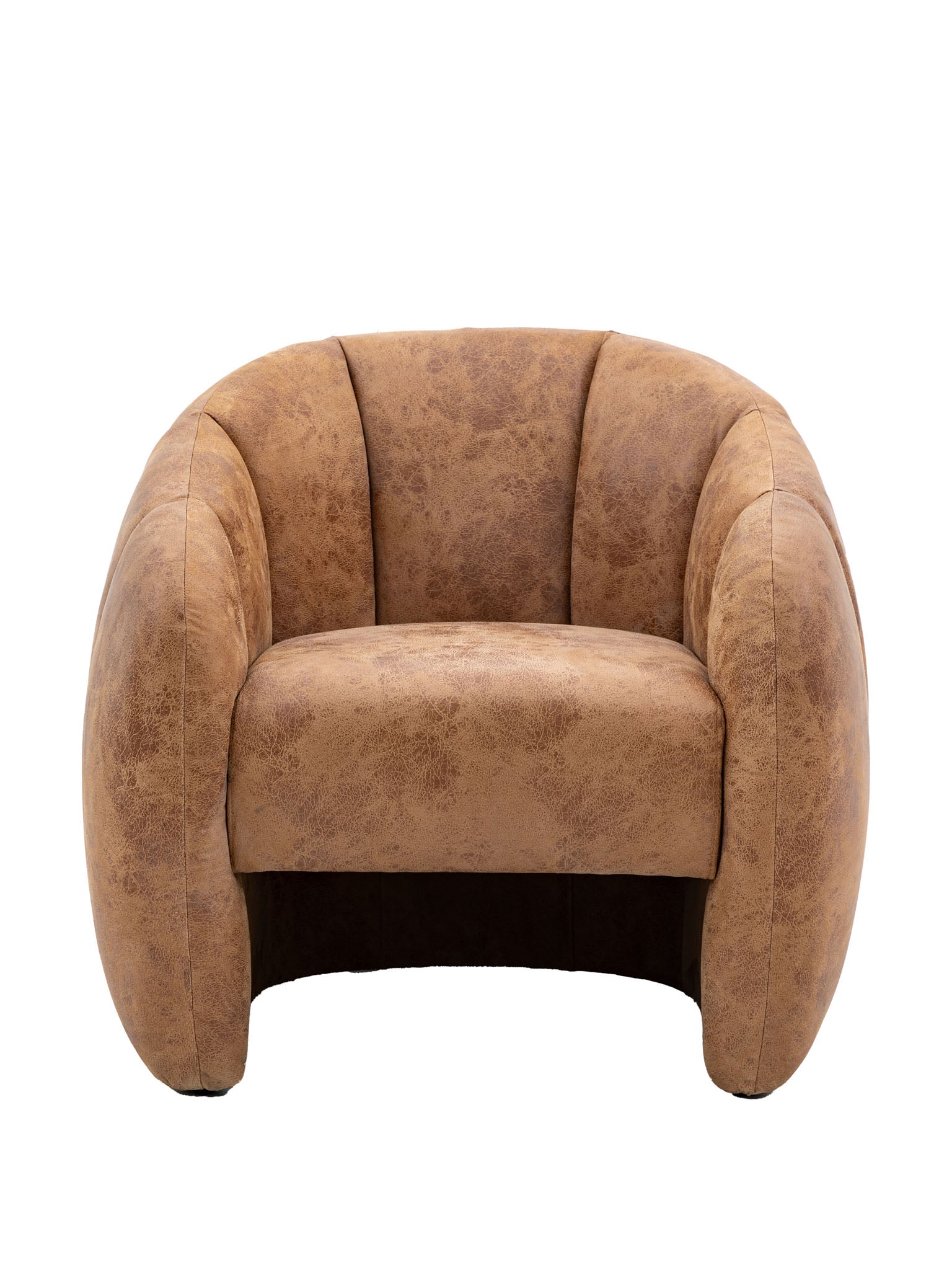 Tub Chair in Antique Tan with Curved Sides