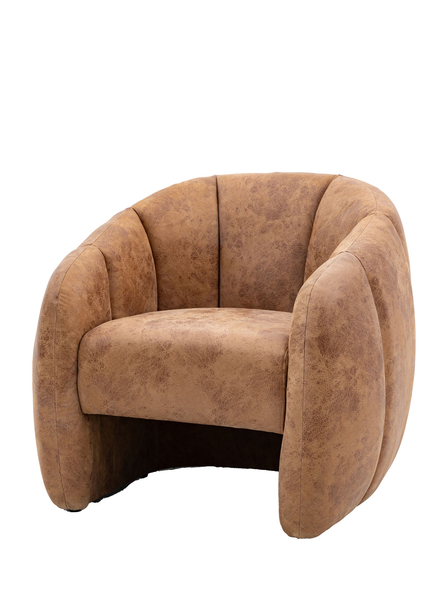 Tub Chair in Antique Tan with Curved Sides