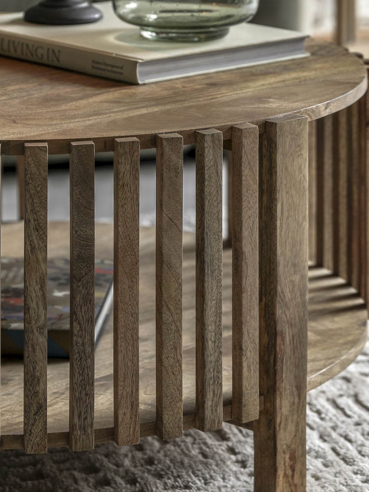 Wooden slatted coffee table