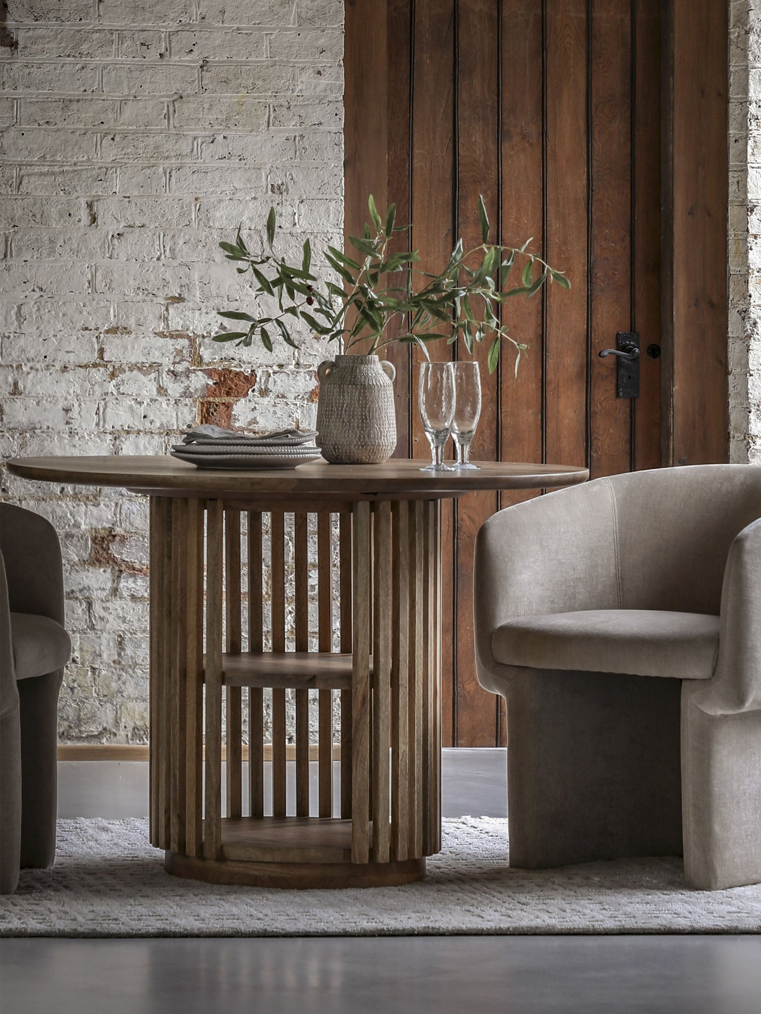 Acacia Wood Slatted Dining Table
