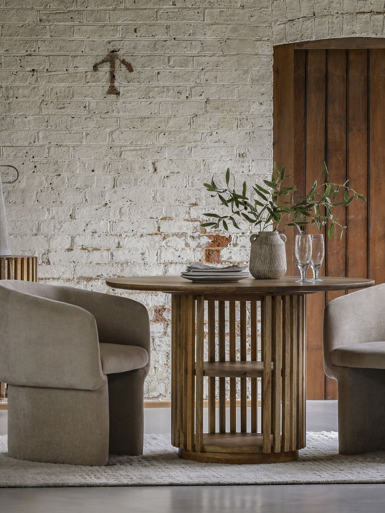 Acacia Wood Slatted Dining Table