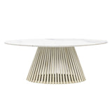 Oval Dining Table with Marble Top and Wooden Base