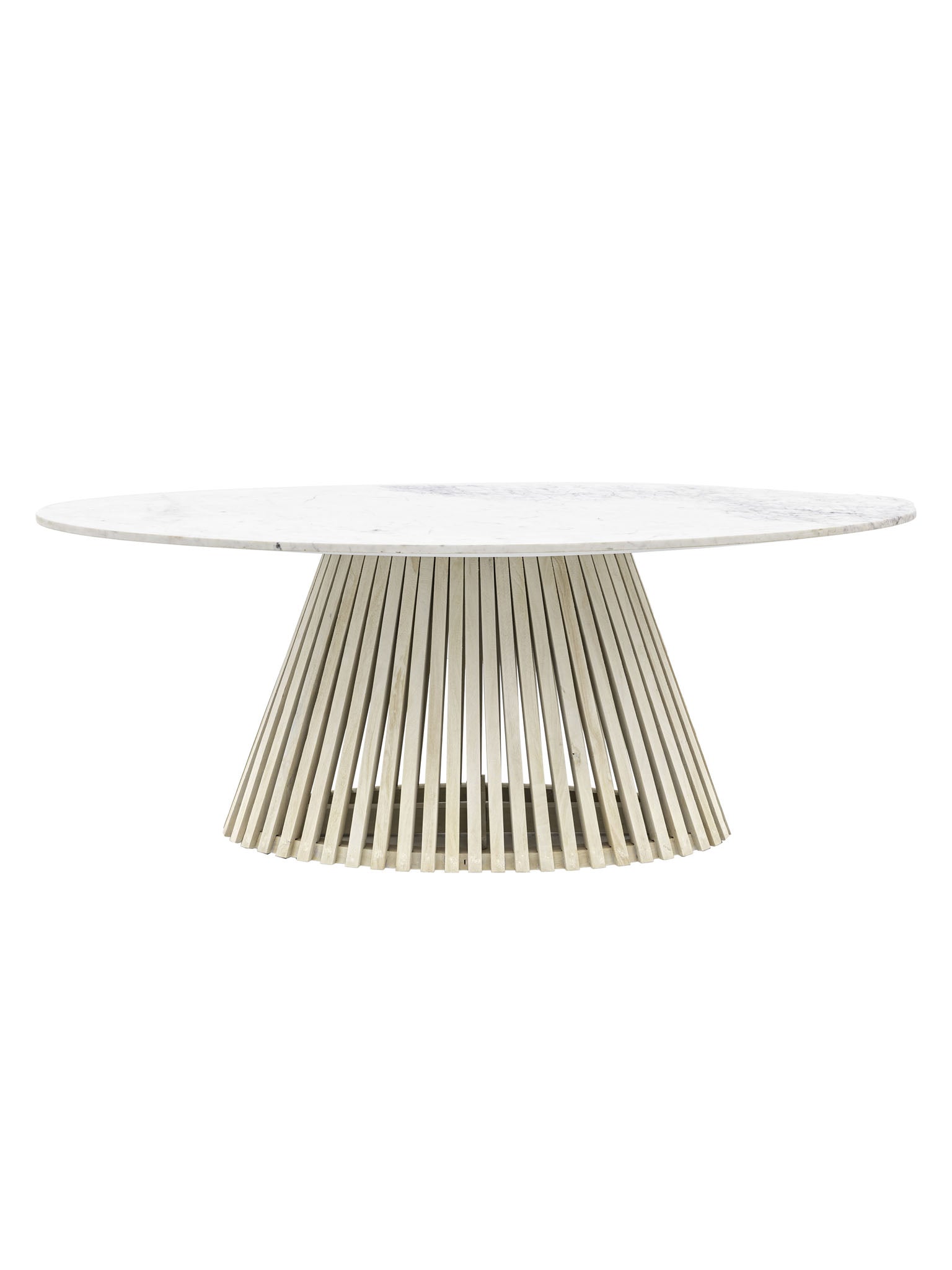 Oval Dining Table with Marble Top and Wooden Base