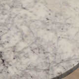 Oval Dining Table with Marble Top and Wooden Base