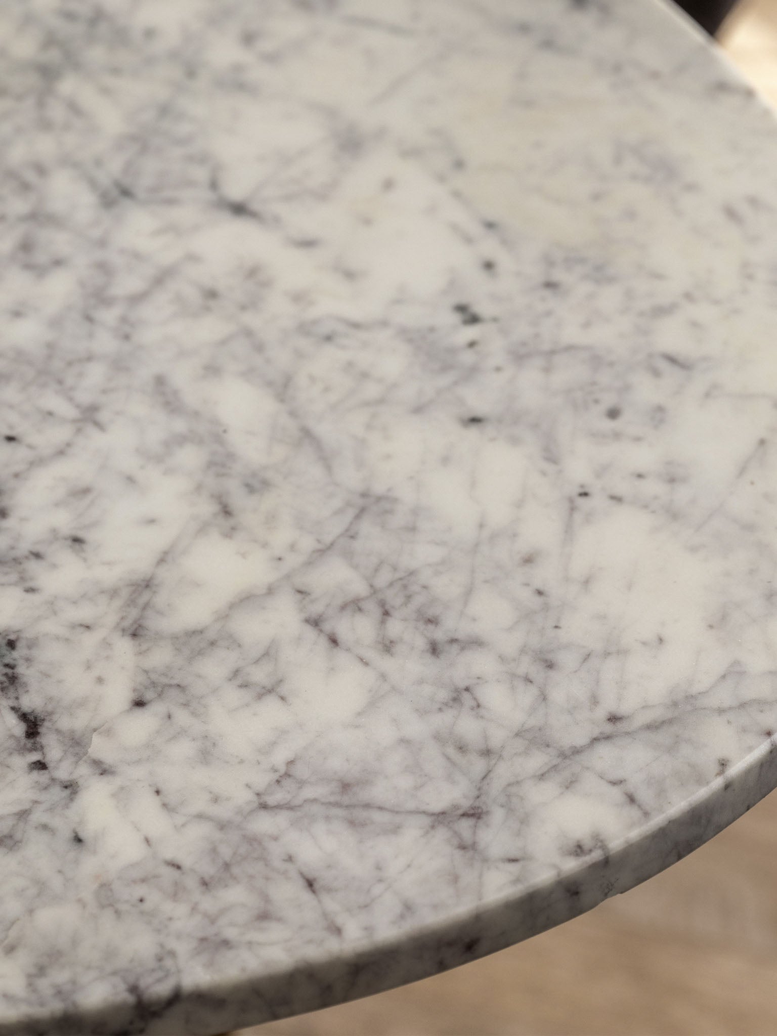 Oval Dining Table with Marble Top and Wooden Base