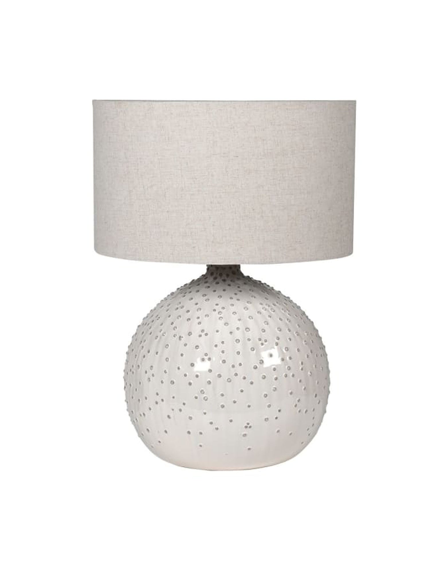 cream dotty table lamp with shade