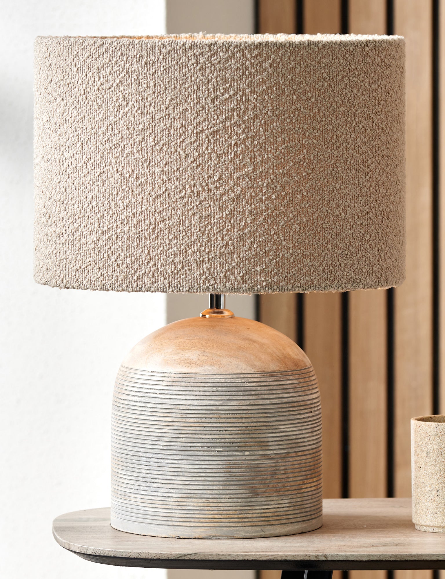 Jannu Wooden Grooved Table Lamp