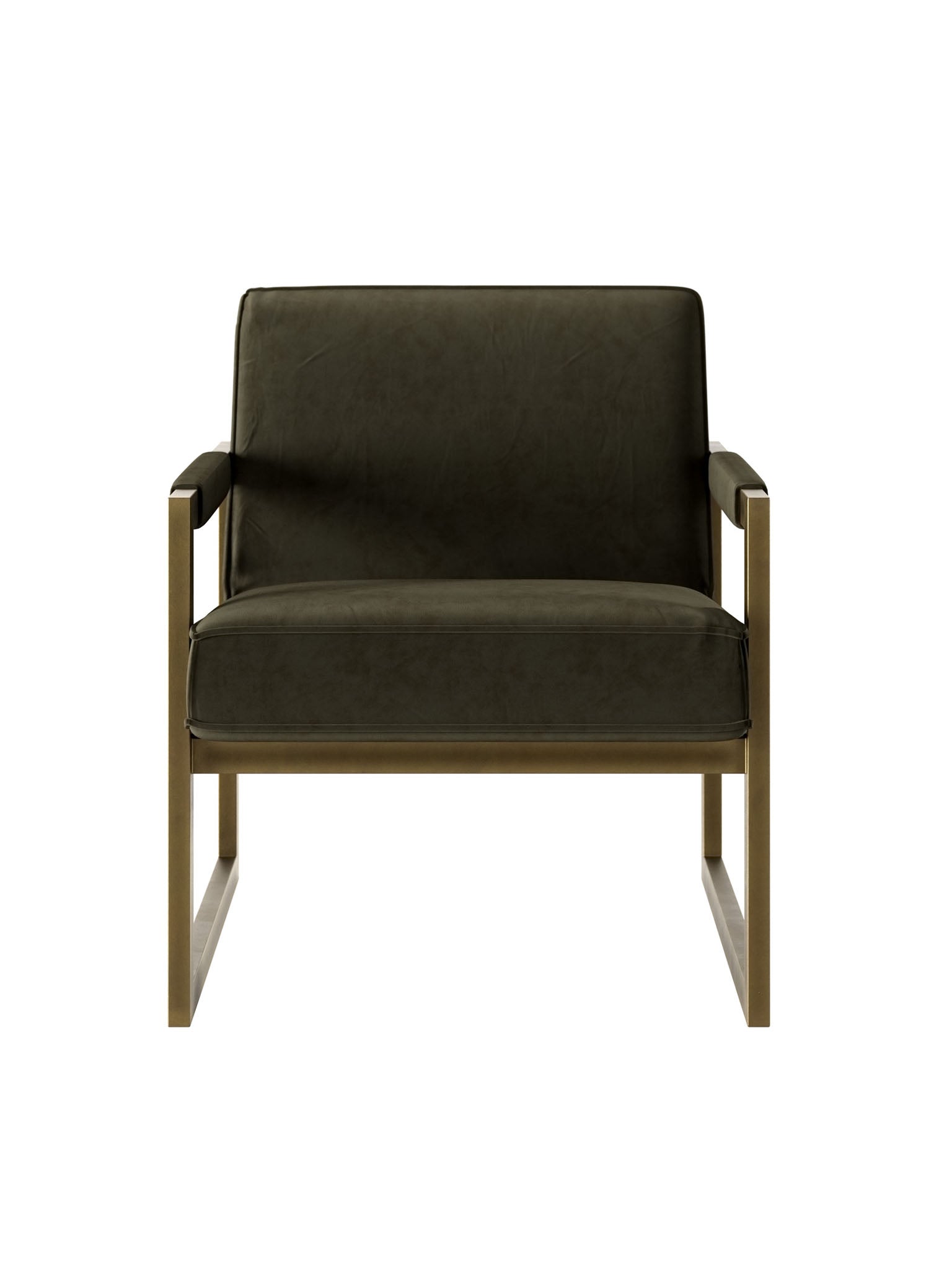 Chenille Armchair with Bronze Accents
