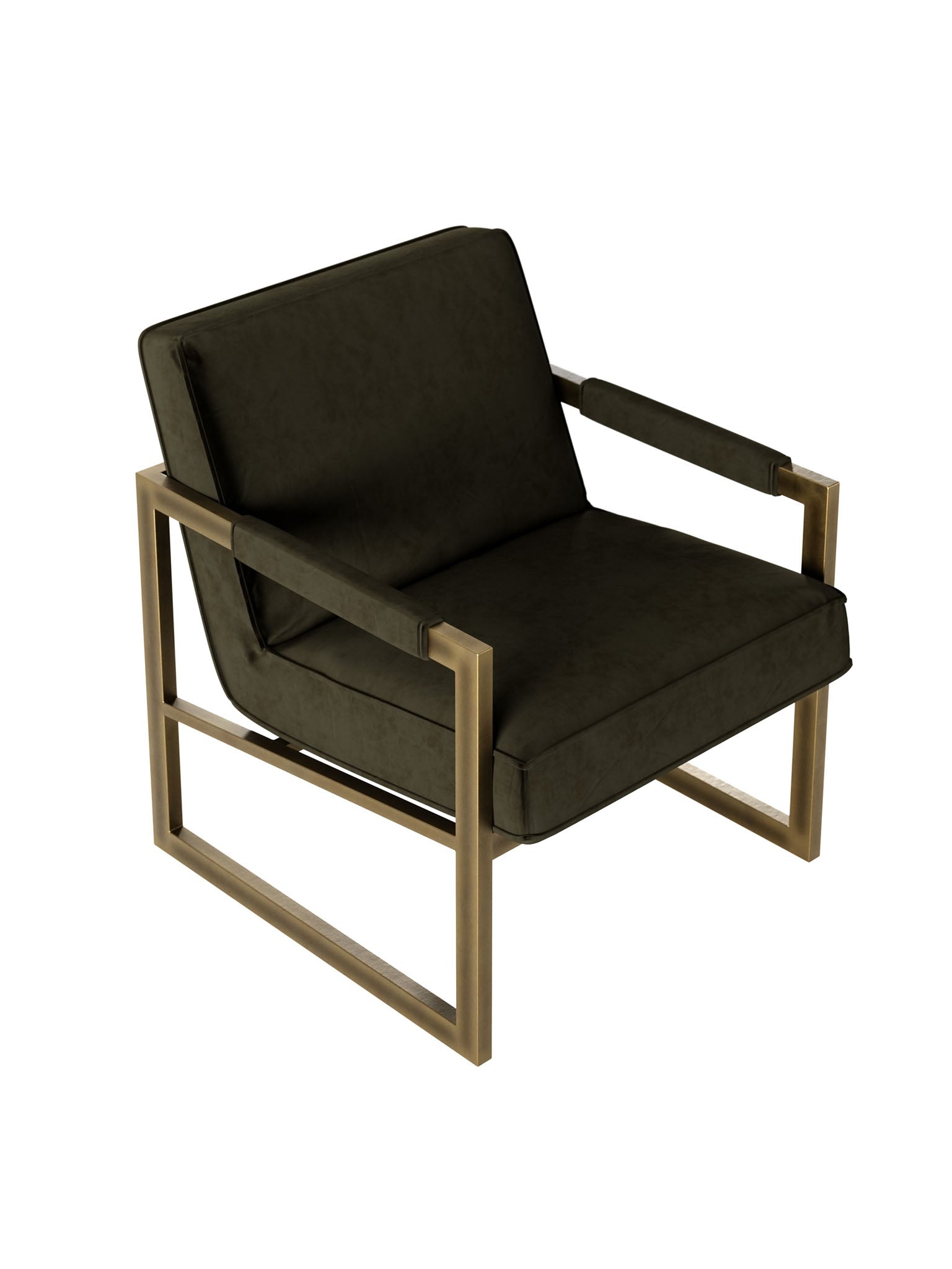 Chenille Armchair with Bronze Accents