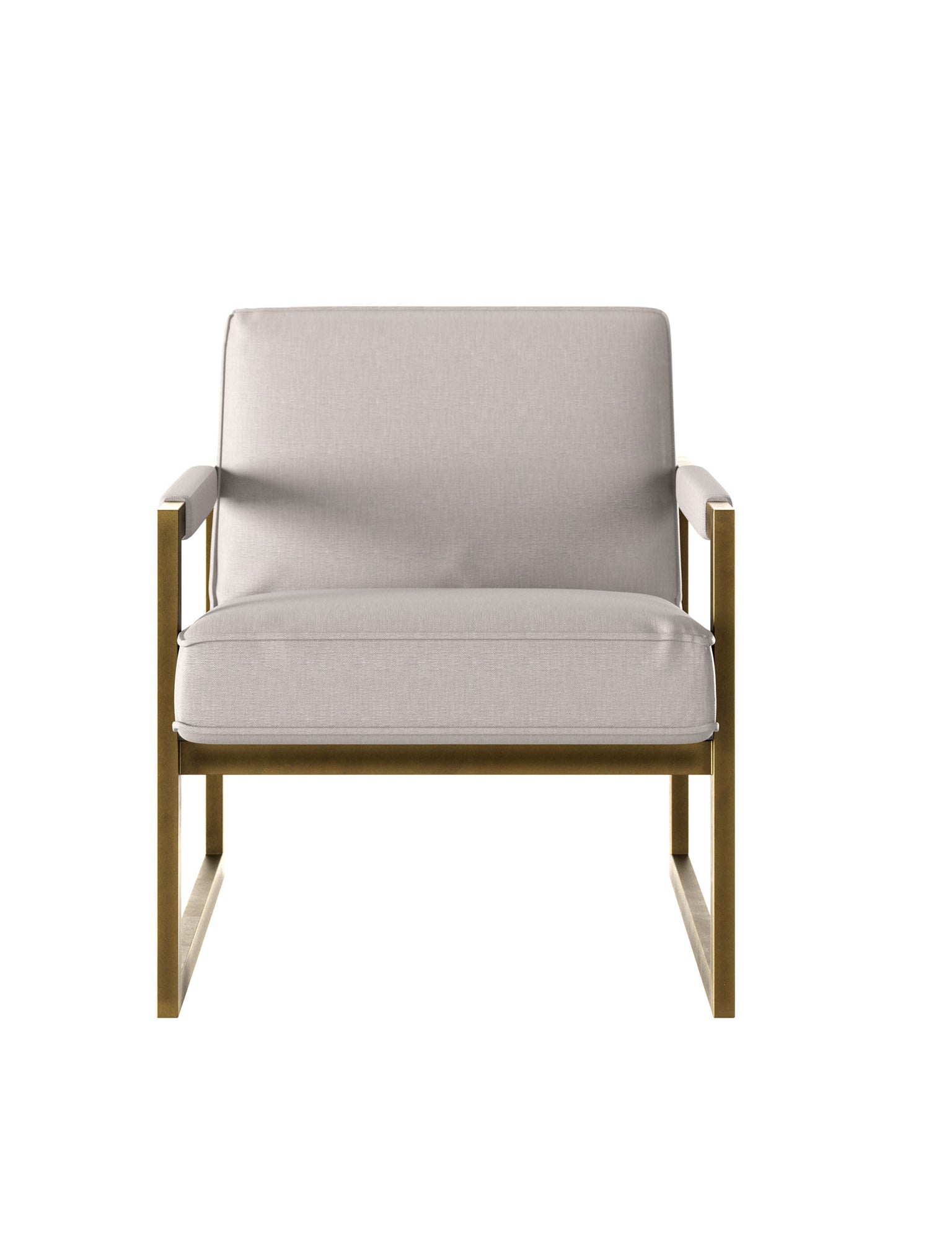 Chenille Armchair with Bronze Accents