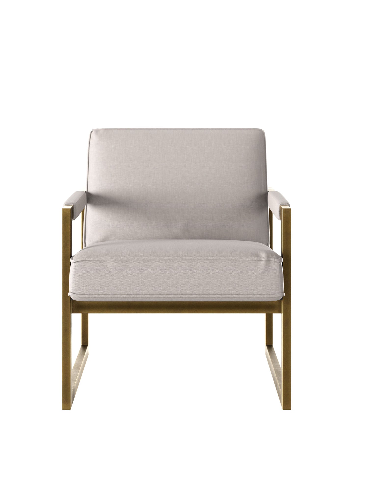 Chenille Armchair with Bronze Accents