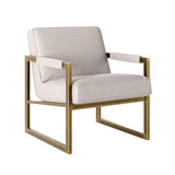 Chenille Armchair with Bronze Accents
