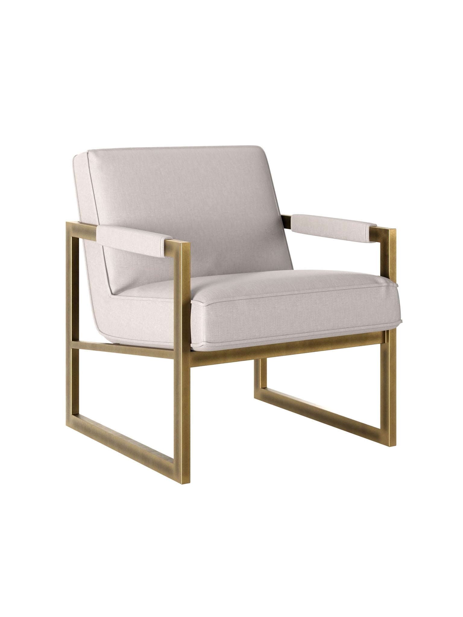 Chenille Armchair with Bronze Accents