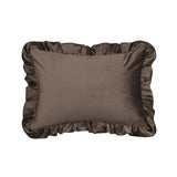 Ruffle Cushion in Brown Velvet - Lumbar