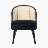 Geneva Black Velvet and Natural French Cane Chair