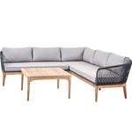 Wood and Polystring Corner Sofa set with table