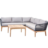 Wood and Polystring Corner Sofa set with table