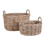 Natural Rattan Oval Baskets with Handles