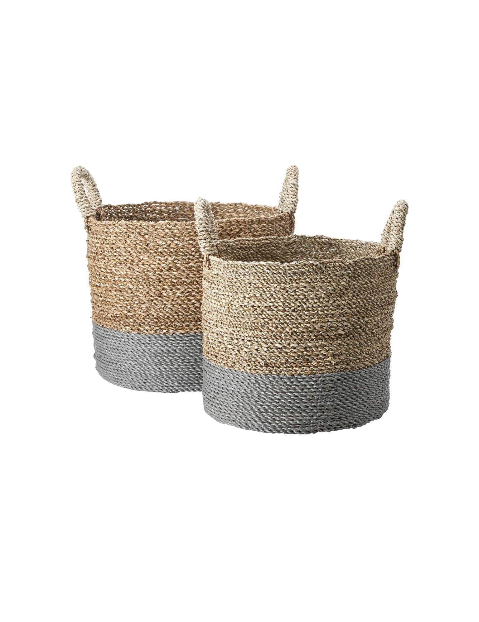 Natural and grey banana leaf baskets