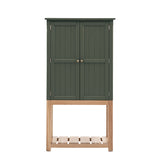 Farmhouse style oak painted cabinet in moss