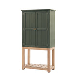 Farmhouse style oak painted cabinet in moss